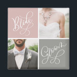 Bride and Groom Wedding Photo Collage Magnet<br><div class="desc">Capture and showcase your special moments with this customisable wedding magnet. Add your favourite pictures from your wedding day to this two-photo bride and groom collage. Other colours are available.</div>