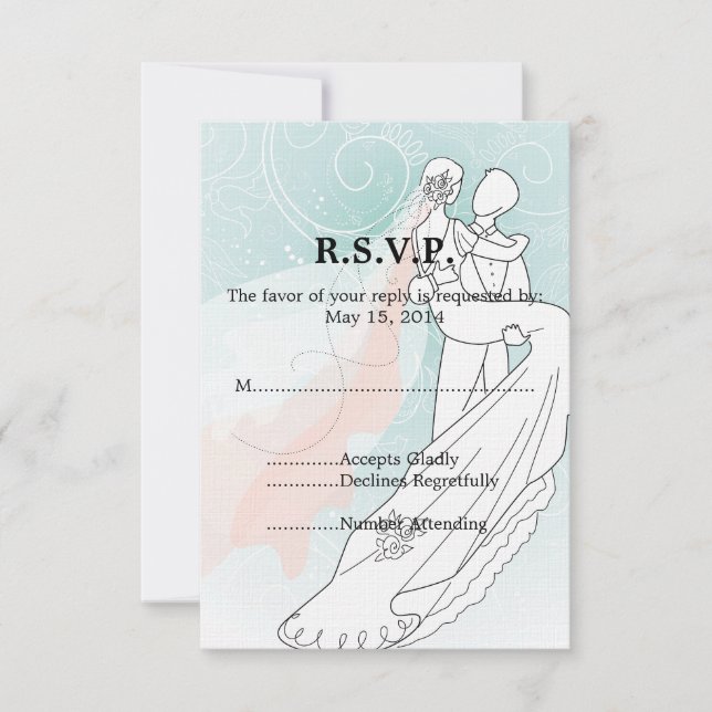 Bride and Groom Wedding RSVP Card (Front)