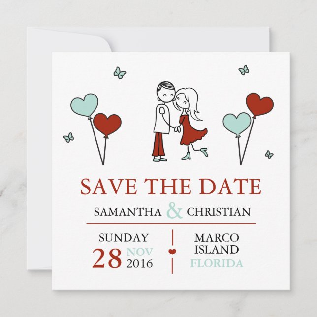 Bride and Groom Wedding Save the Date (Front)