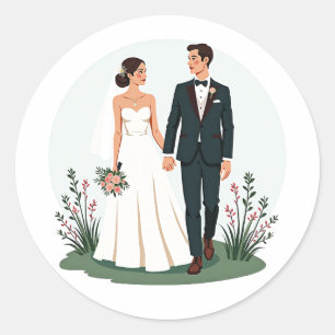 Bride and Groom Wedding Stickers