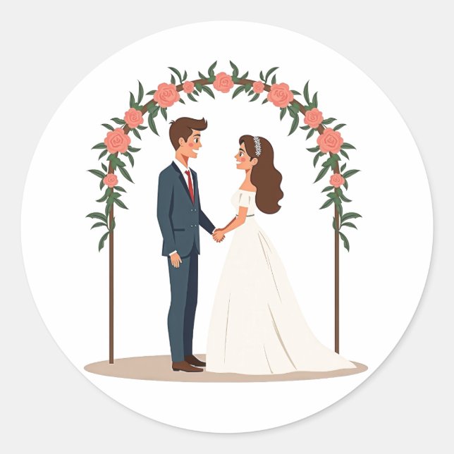 Bride and Groom Wedding Stickers (Front)