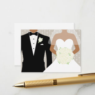 Bride and groom wedding white roses info enclosure card