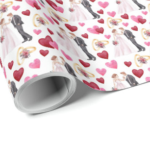 Bride and Groom Wedding Wrapping Paper