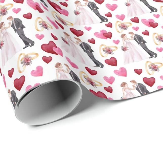 Bride and Groom Wedding Wrapping Paper (Roll Corner)