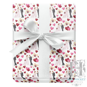 Bride and Groom Wedding Wrapping Paper