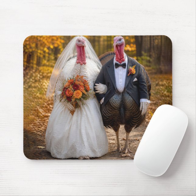 Bride and Groom Wild Turkeys  Mouse Pad (With Mouse)