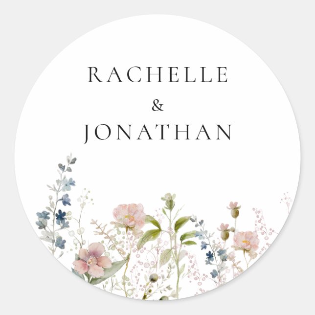 Bride and Groom Wildflower Envelope Seal (Front)