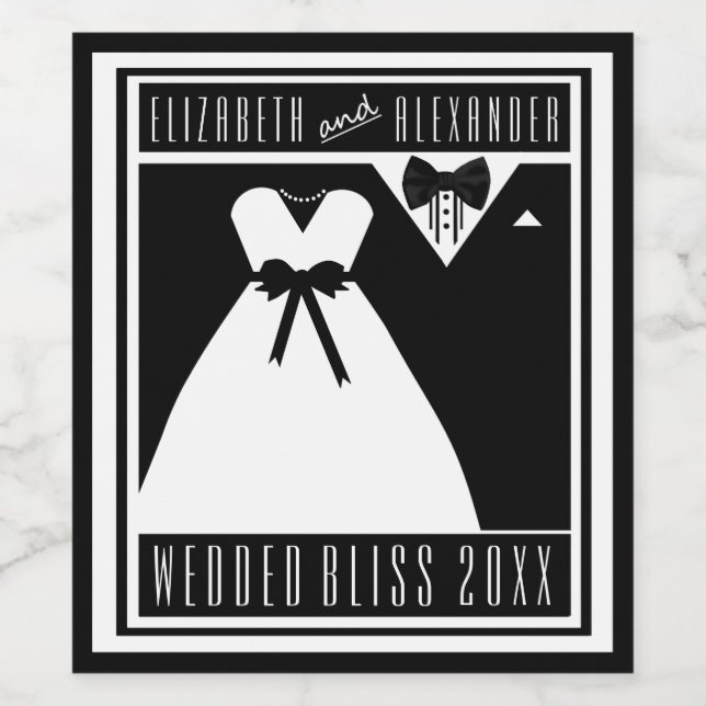 Bride and Groom Wine Bottle Label (Single Label)