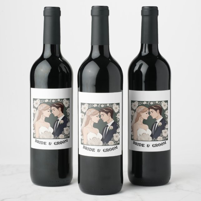  BRIDE AND GROOM   WINE LABEL (Bottles)