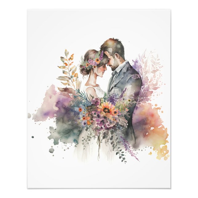  bride and groom with delicate   Photo Enlargement (Front)