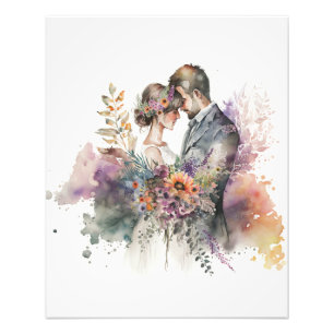  bride and groom with delicate   Photo Enlargement Print