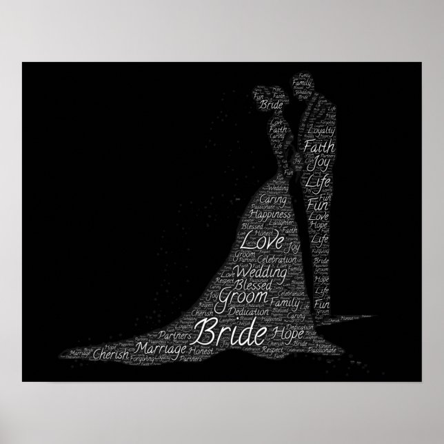 Bride and Groom Word Art Poster (Front)