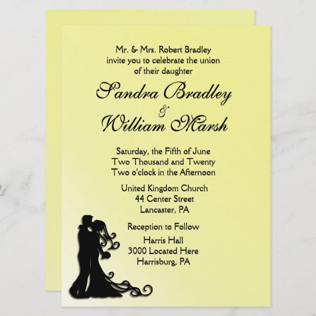Bride and Groom Yellow Invitation (Front/Back)