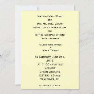 Bride and groom's parents invitation