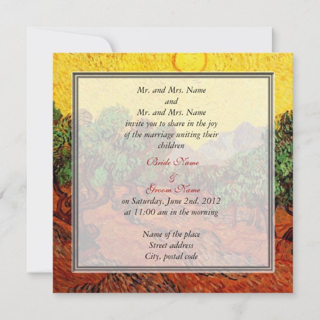 bride and groom's parents wedding invitation (Front)