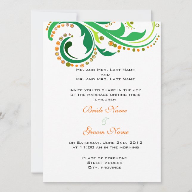 bride and groom's parents wedding invitations (Front)