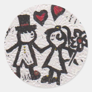 Bride and Grrom 2 Classic Round Sticker