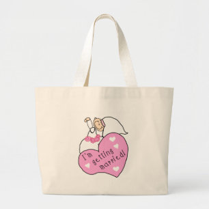 Bride and Heart I'm Getting Married Large Tote Bag