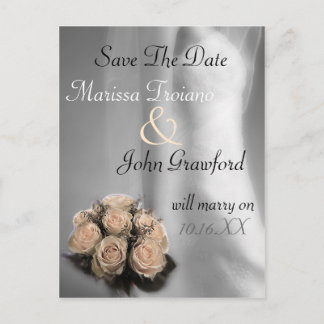 Bride And Roses Save The Date Announcement Postcar Postcard
