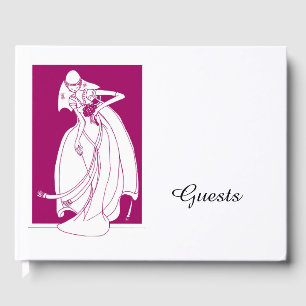Bride art illustration guest book