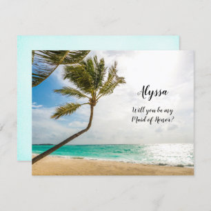 Bride Asking Maid of Honour Beach Wedding Note Car Invitation
