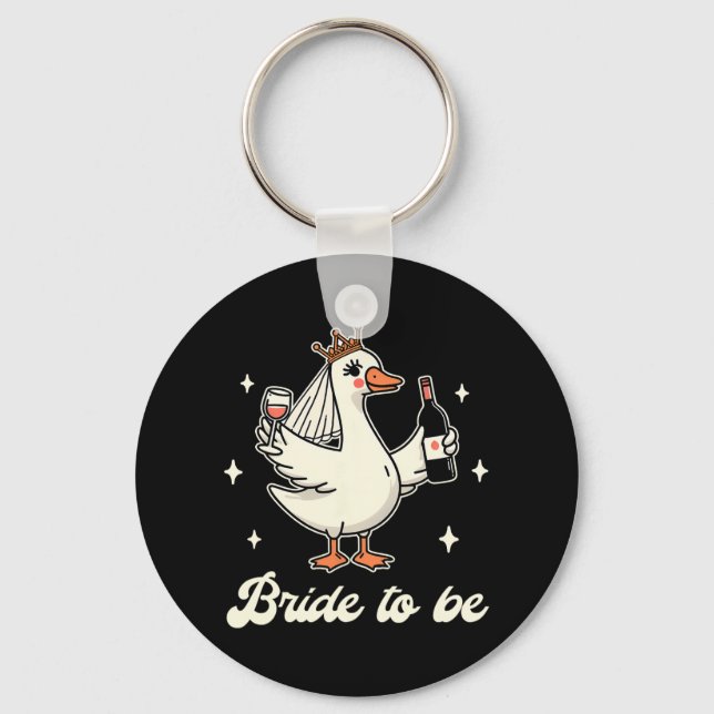 Bride Babe Bridal Shower Wedding Silly Goose Bride Key Ring (Front)