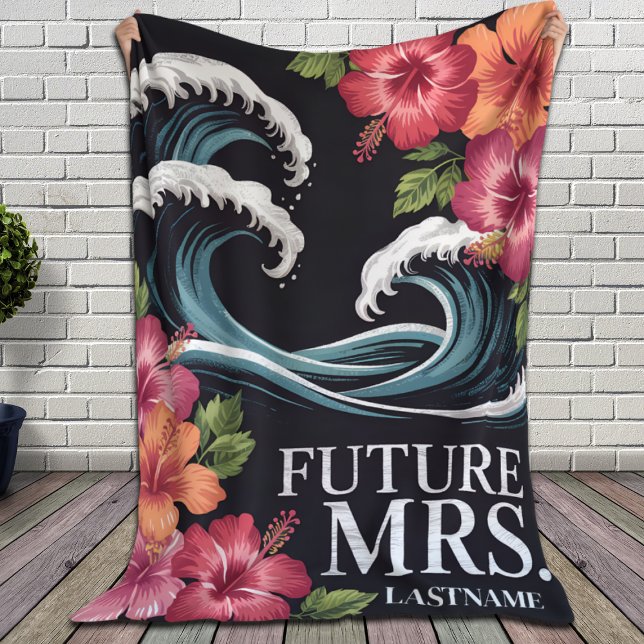 Bride Bachelorette Gift for Beach Wedding Vibes Fleece Blanket (Creator Uploaded)