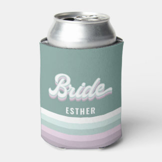 Bride bachelorette wedding funky retro 80's pastel can cooler