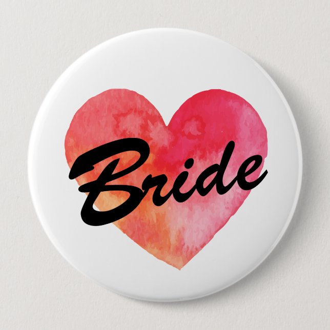 Bride Badge | watercolor heart  Bachelorette party (Front)