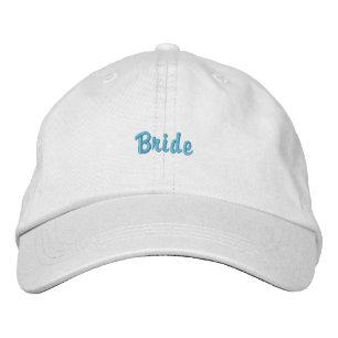 Bride Baseball Hats in Blue Text