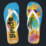 Bride Beach Honeymoon Thongs<br><div class="desc">Beach Bride Honeymoon! Tropical beer beach bride flip flops. Great gift for the newlywed bride. Groom available too!</div>