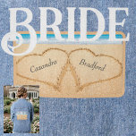 Bride Beach Wedding 2 Heart in Sand Denim Jacket<br><div class="desc">Bride Beach Wedding 2 Hearts in the Sand Wedding Bridal Denim Jacket.  Beach wedding products are available on a large array of products for the perfect custom beach wedding.</div>