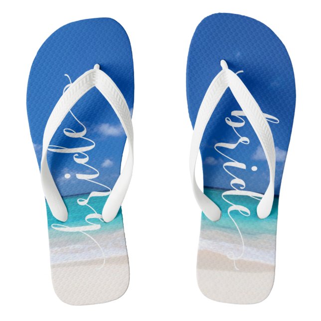 Bride Beach Wedding Beautiful Ocean Surf Thongs (Footbed)