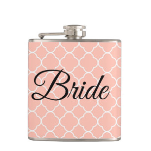 Bride beautiful pink hip flask