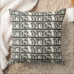 Bride Black and Ivory Mrs Typography Pattern Cushion<br><div class="desc">Neutral Colours Chalkboard Typography Vintage Modern Mr. and Mrs.Chalkboard Wedding or Anniversary Accent Pillows. Mrs.or Monogram Custom Accent Pillow on Grey You can Personalise this Beautiful Elegant Vintage Elements Coral, Blue, Grey and White Vintage Bird Pillow to say anything you like or use the existing Mrs.for the Bride/ Wife or...</div>