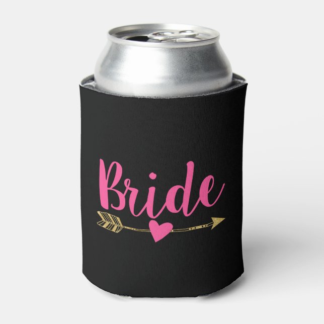Bride|Black & Hot Pink Can Cooler (Can Front)