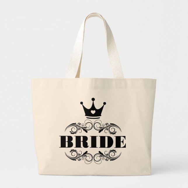 Bride Black on Custom Background Large Tote Bag (Front)