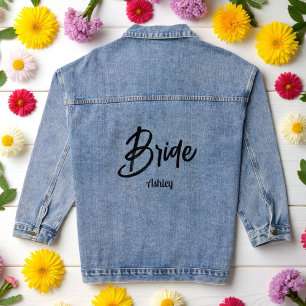 Bride Black Script Wedding  Denim Jacket