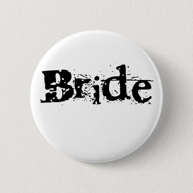 Bride Black Text 6 Cm Round Badge (Front)