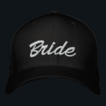 Bride black white custom script elegant wedding embroidered hat<br><div class="desc">Bride black and white custom script elegant chic wedding Embroidered Baseball Cap.
Customisable white text,  black background. Available in many colours and style options.</div>