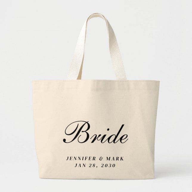 Bride Black &  White Large Tote Bag (Front)