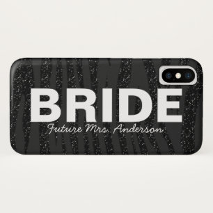 Bride Black Zebra Glitter design iPhone X Case