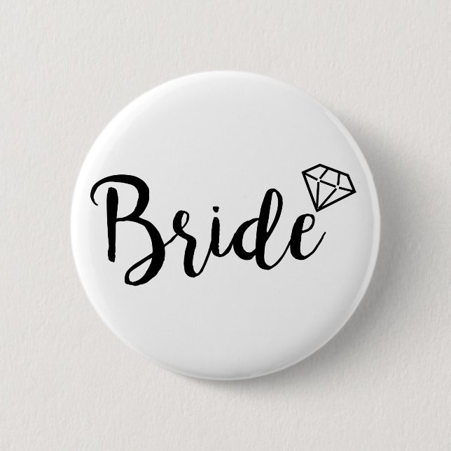 Bride Bling Diamond 6 Cm Round Badge (Front)