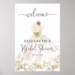 Bride Blonde Dress Floral Welcome Bridal Shower Poster