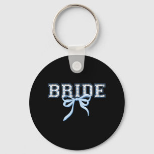 Bride Blue Bow Coquette Floral Matching Bridal Par Key Ring
