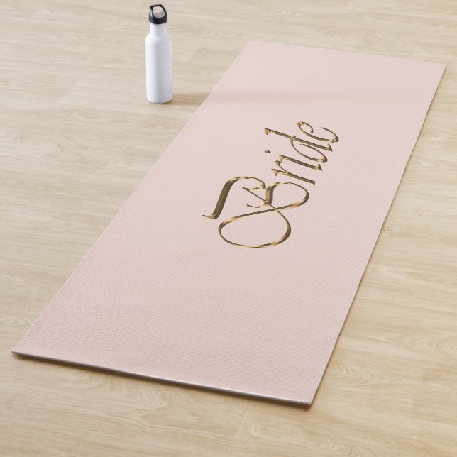 Bride blush pink gold script elegant chic wedding yoga mat (In Situ)