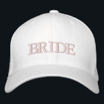 Bride blush pink white elegant chic embroidered hat<br><div class="desc">Bride blush pink text white elegant chic Embroidered Baseball Cap.
Available in many colours and style options.
Check the rest of the collection for matching coordinating items.</div>