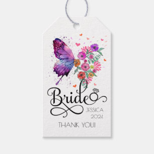 Bride boho Floral Butterfly Favour Gift Tag
