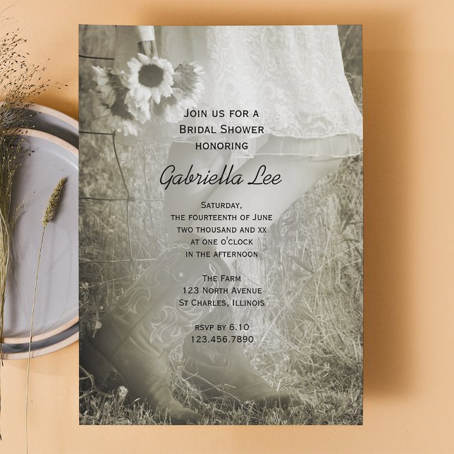Bride, Boots and Sunflowers Country Bridal Shower Invitation (Creator Uploaded)