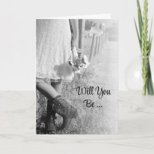 Bride, Boots Sunflowers Will You Be My Bridesmaid Invitation